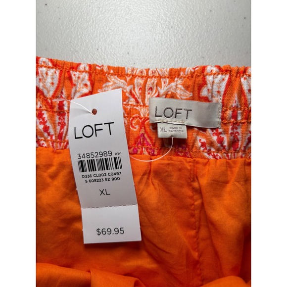 LOFT NWT Orange Paisley Bandana Print Cotton Blend Lined Skirt XL Summer $70 - Picture 5 of 9